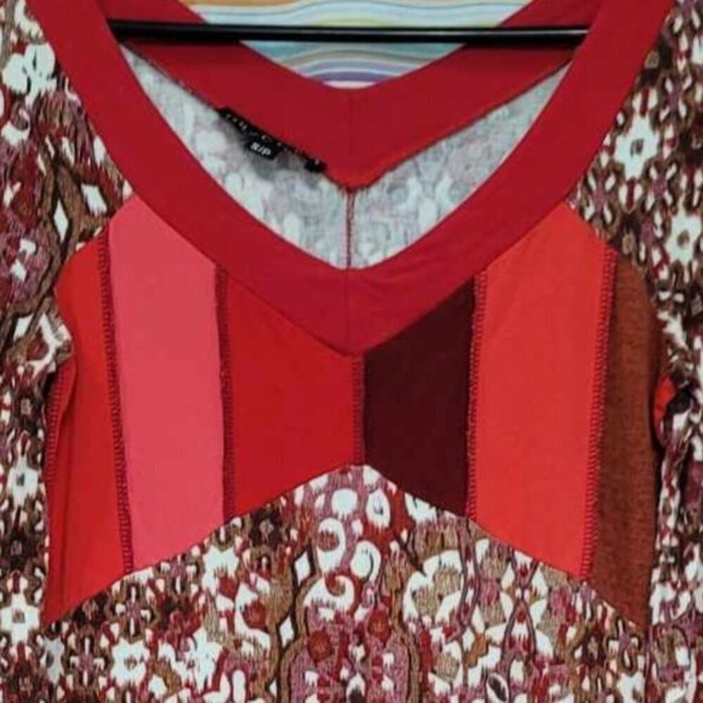 Fairy Fashion 🧵 MYCO ANNA Boho Red Midi Dress sz M - Picture 6 of 9